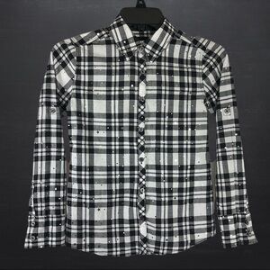 Justice Plaid Glitter & Stars Long Sleeve Top
